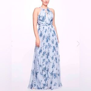 Marchessa Notte Printed Halter Chiffon Dress